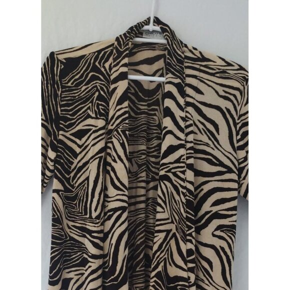 CHICO'S TRAVELERS, Brown acetate and spandex animal print blouse, for women. - Picture 5 of 8